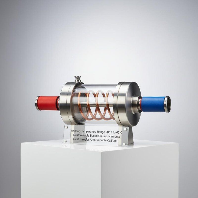 低メンテナンス用途向けの、動作温度範囲20℃～65℃、伝熱面積可変の同軸熱交換器